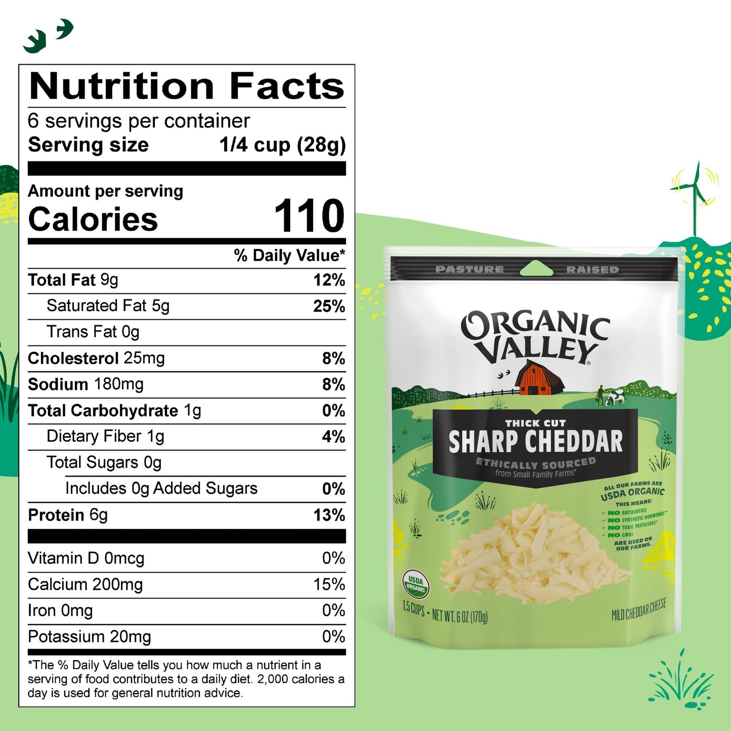 Organic Valley Organic Thick Cut Shredded Sharp Cheddar Cheese