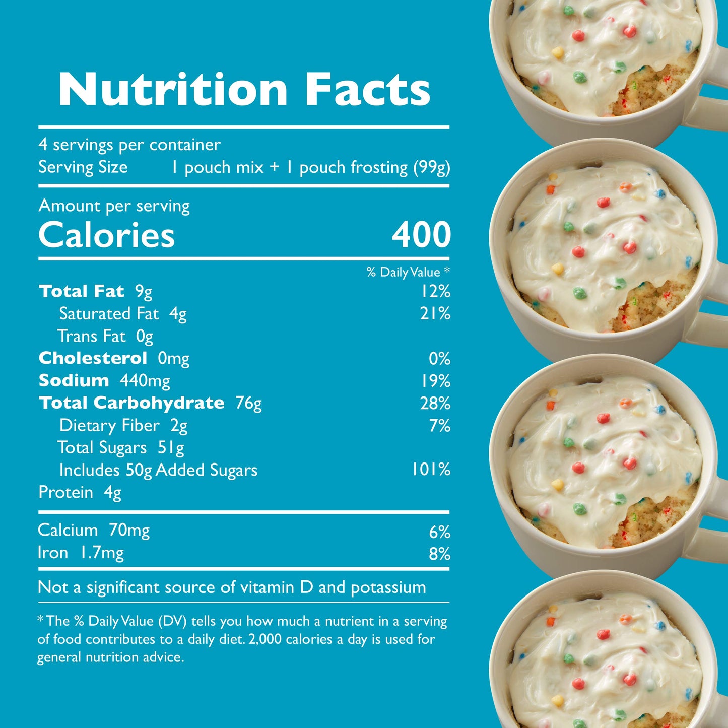 Betty Crocker Mug Treats Rainbow Chip Cake Mix With Frosting, 4 Servings, 13.9 Oz.