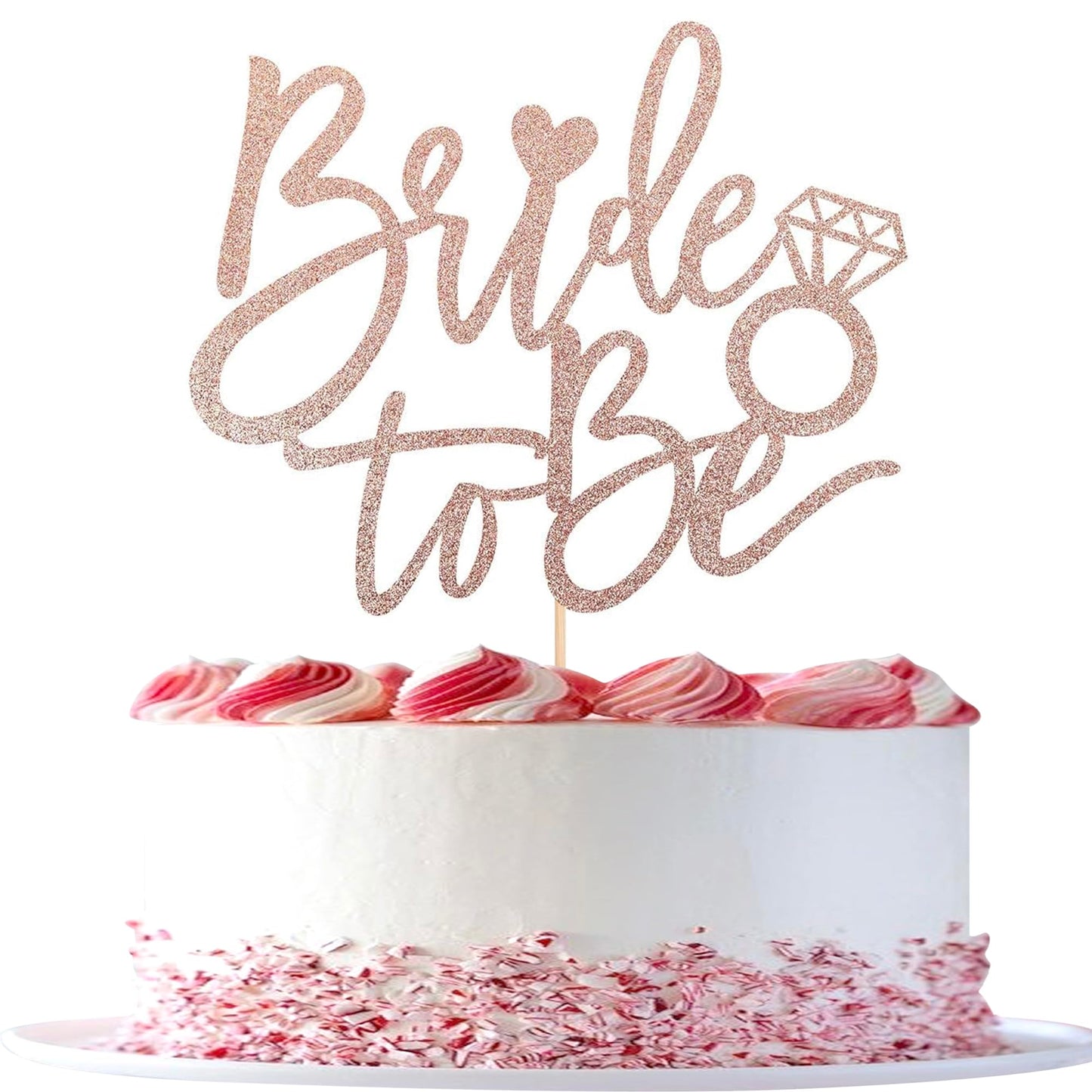 YCTHUNFISH Bride to Be Cake Topper Glitter Ring Decoration, Rose Gold, Paper, Wedding Bachelorette Bridal Shower Supplies