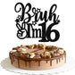 Rsstarxi Cake Topper Black Star Glitter 16th Birthday Decorations, Model XM1222-16, 1 Pack
