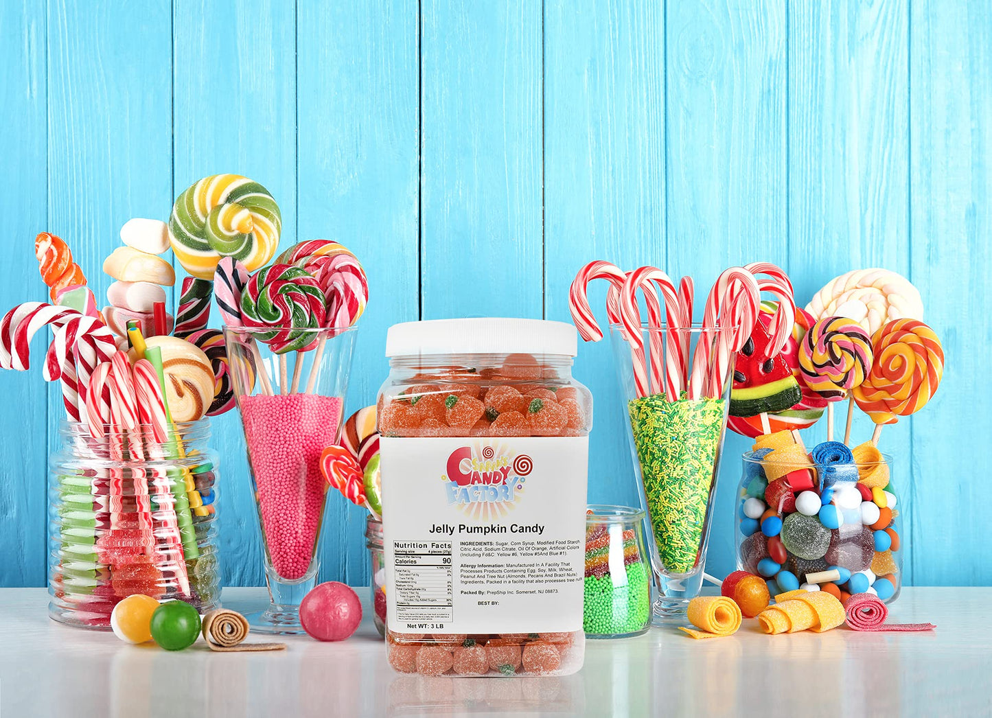 Sarah s Candy Factory Soft Jelly Pumpkin Candy in Jar, 3 Lbs