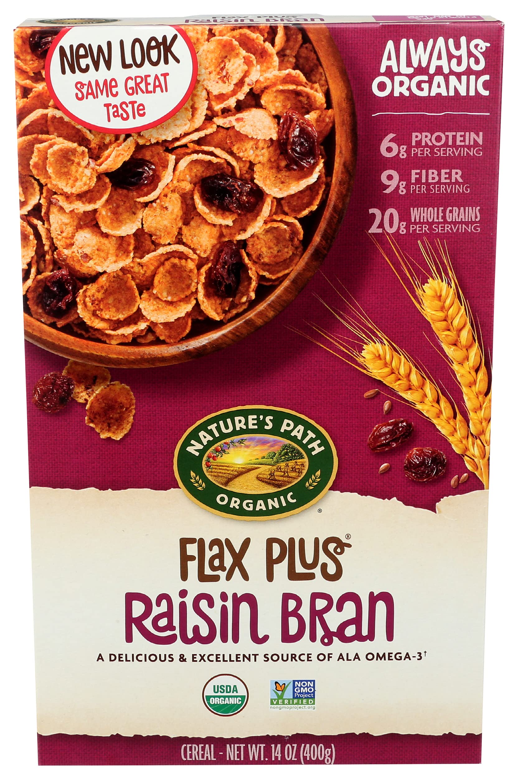 Natures Path, Cereal Flax Plus Raisin Bran Organic, 14 Ounce