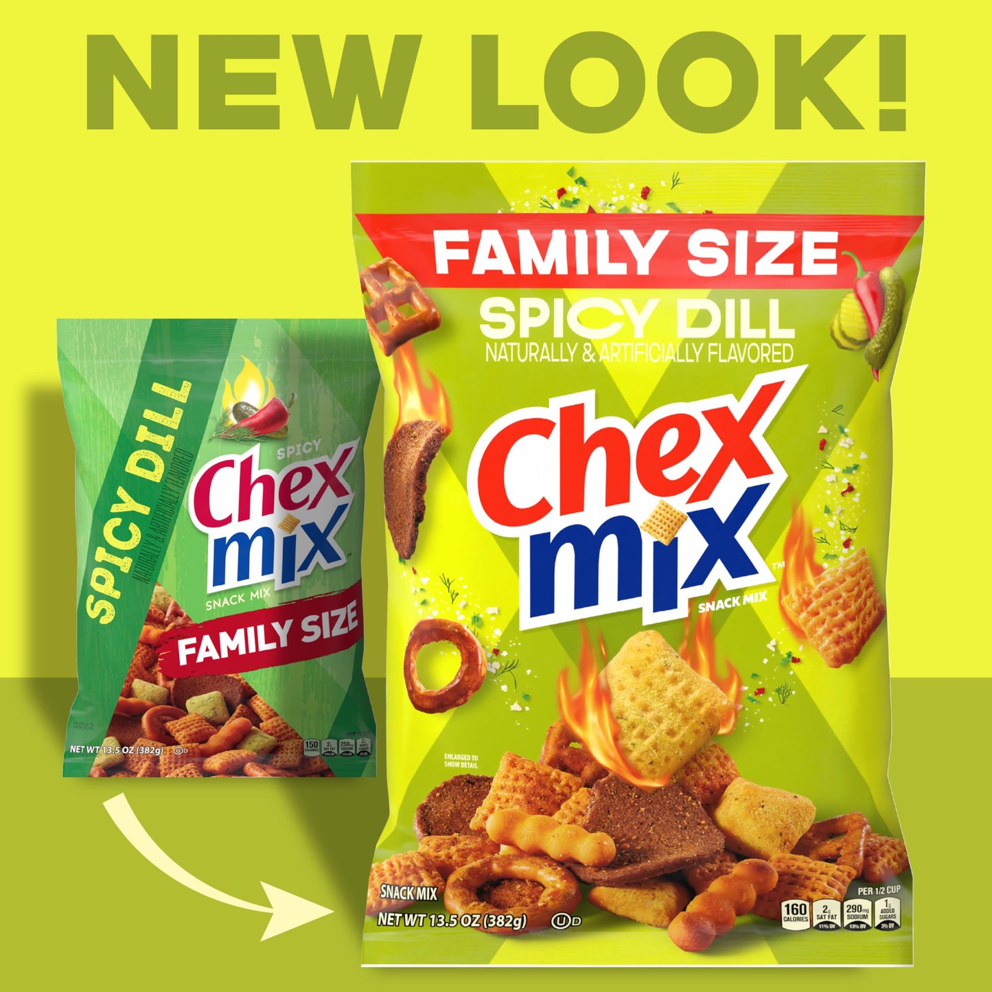 Chex Mix Spicy Dill Savory Snack Mix  Family Size  Snack Bag  13.5 oz