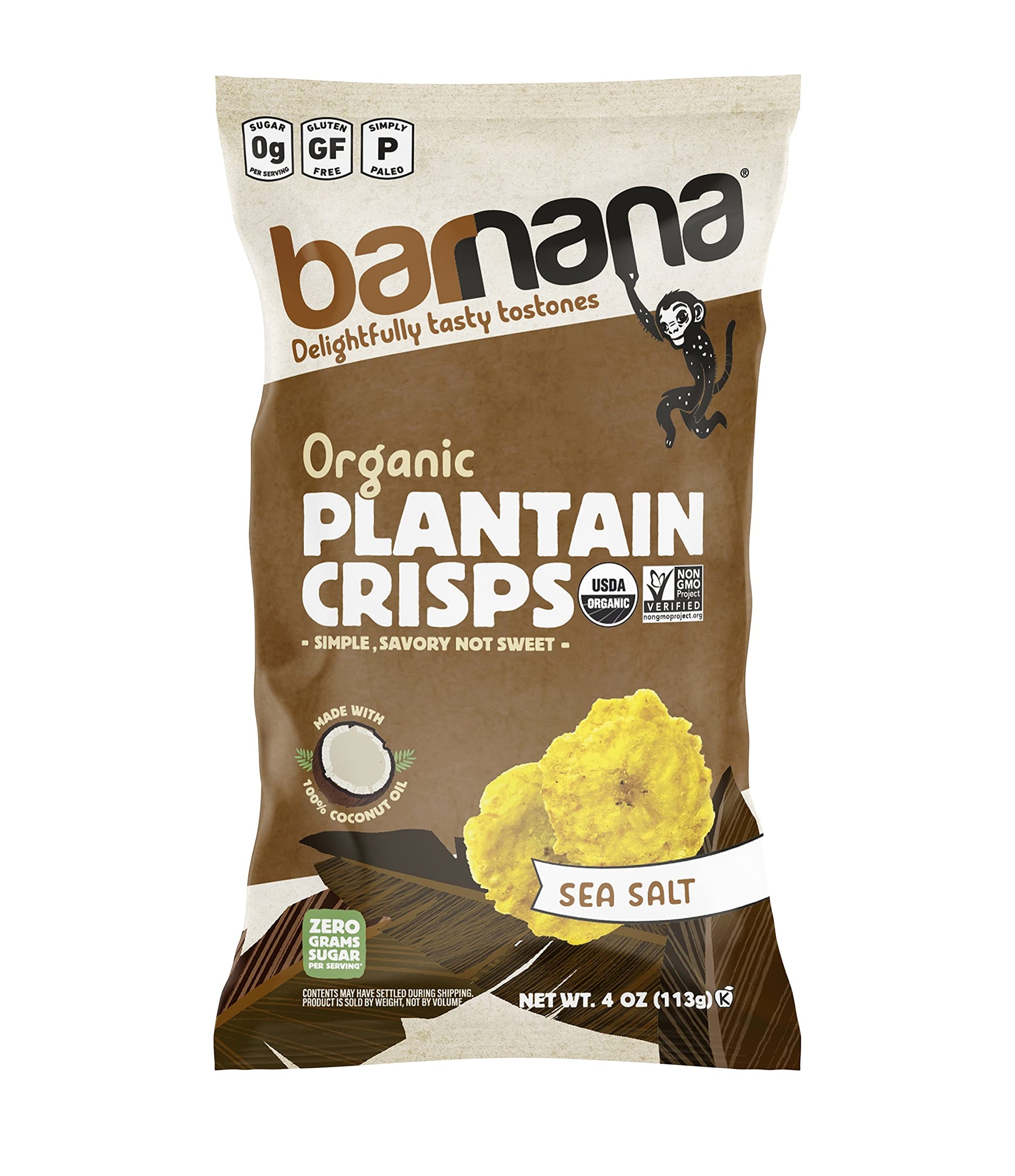 Barnana Organicaplantainacrisps Sea Salt 4 Ounce Bag