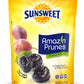 Sunsweet Amazin Prunes, Dried Pitted | Gluten Free, Vegan, Low Fat, Unsweetened, Unsulfured, No Added Sugar, Whole Food Snacks | Dietary Fiber + Other Natural Minerals | 8 Oz Pouches - 6 Pack