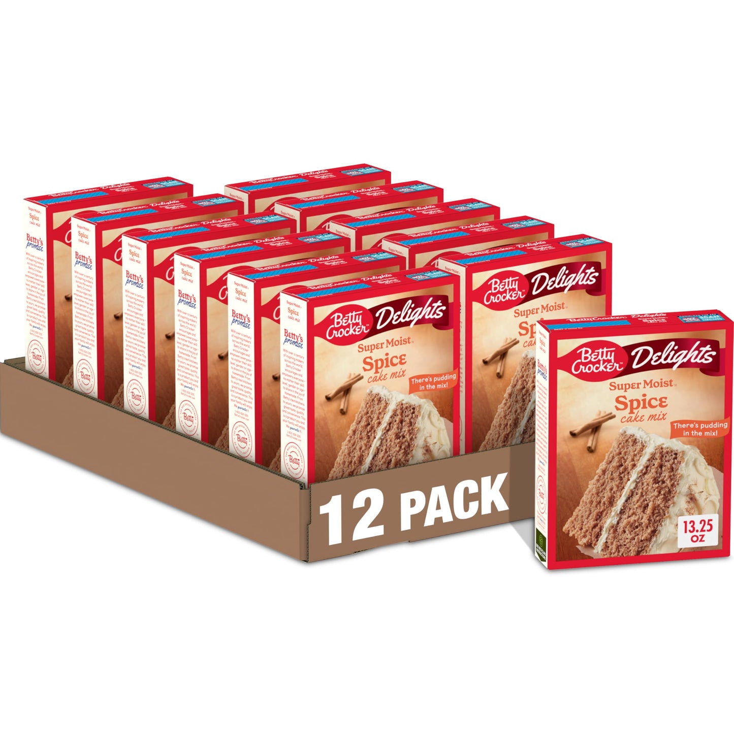 Betty Crocker Delights Super Moist Spice Cake Mix, Holiday Baking, 13.25 oz (Pack of 12)