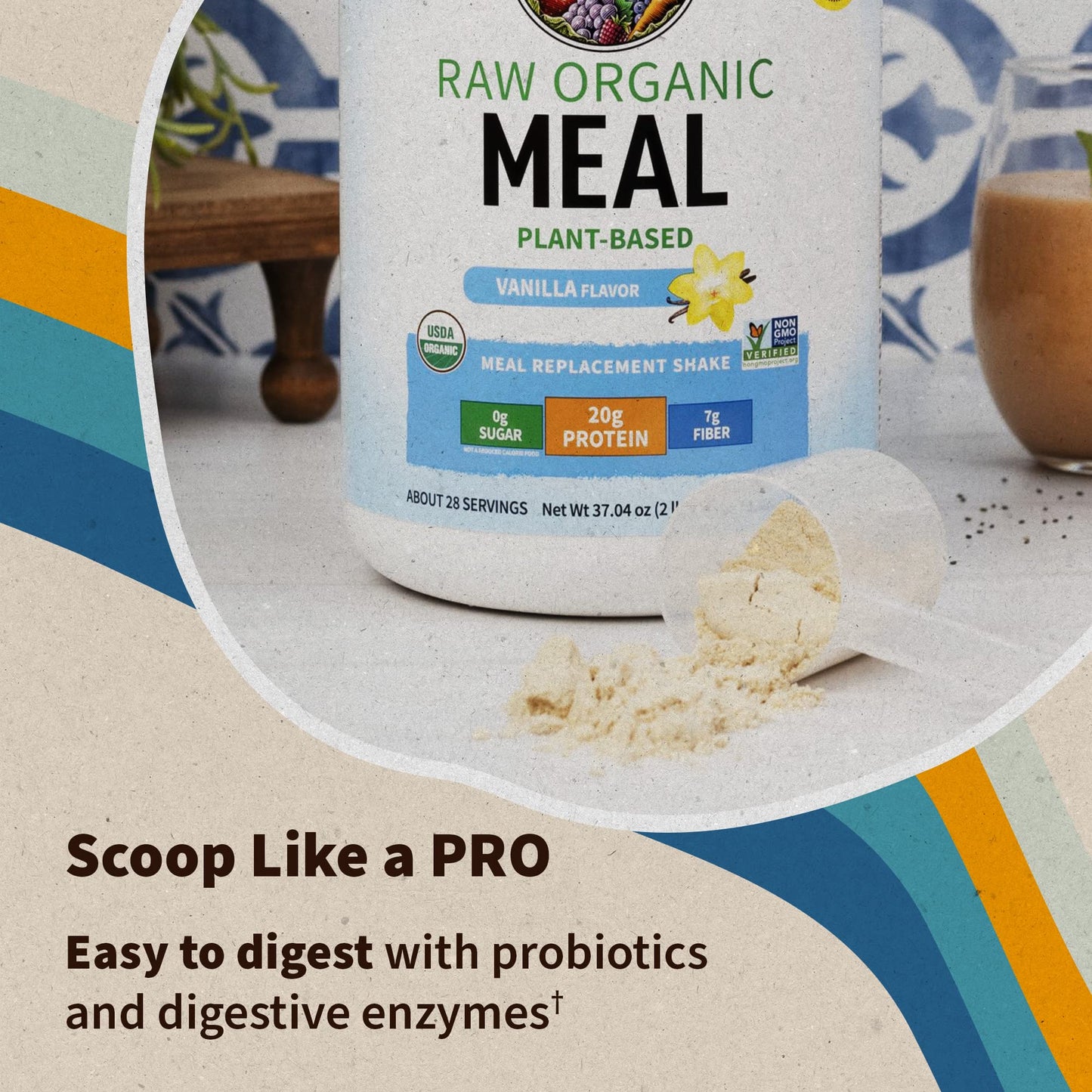 Garden of Life Vegan Protein Powder - Plant Based Meal Replacement - Vanilla - 1.06 lb - Model 102107