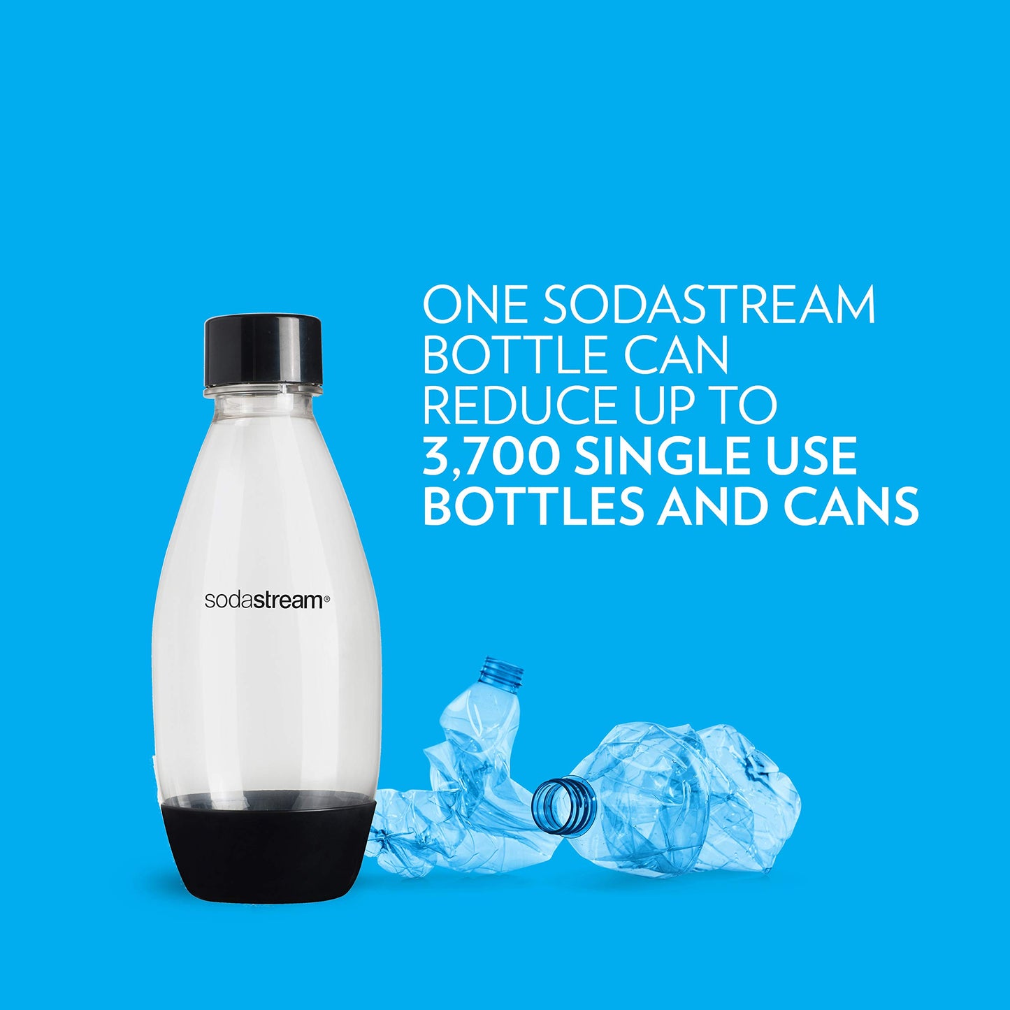 SodaStream 0.5L Twin Pack Dishwasher Safe Slim Bottle (Black)
