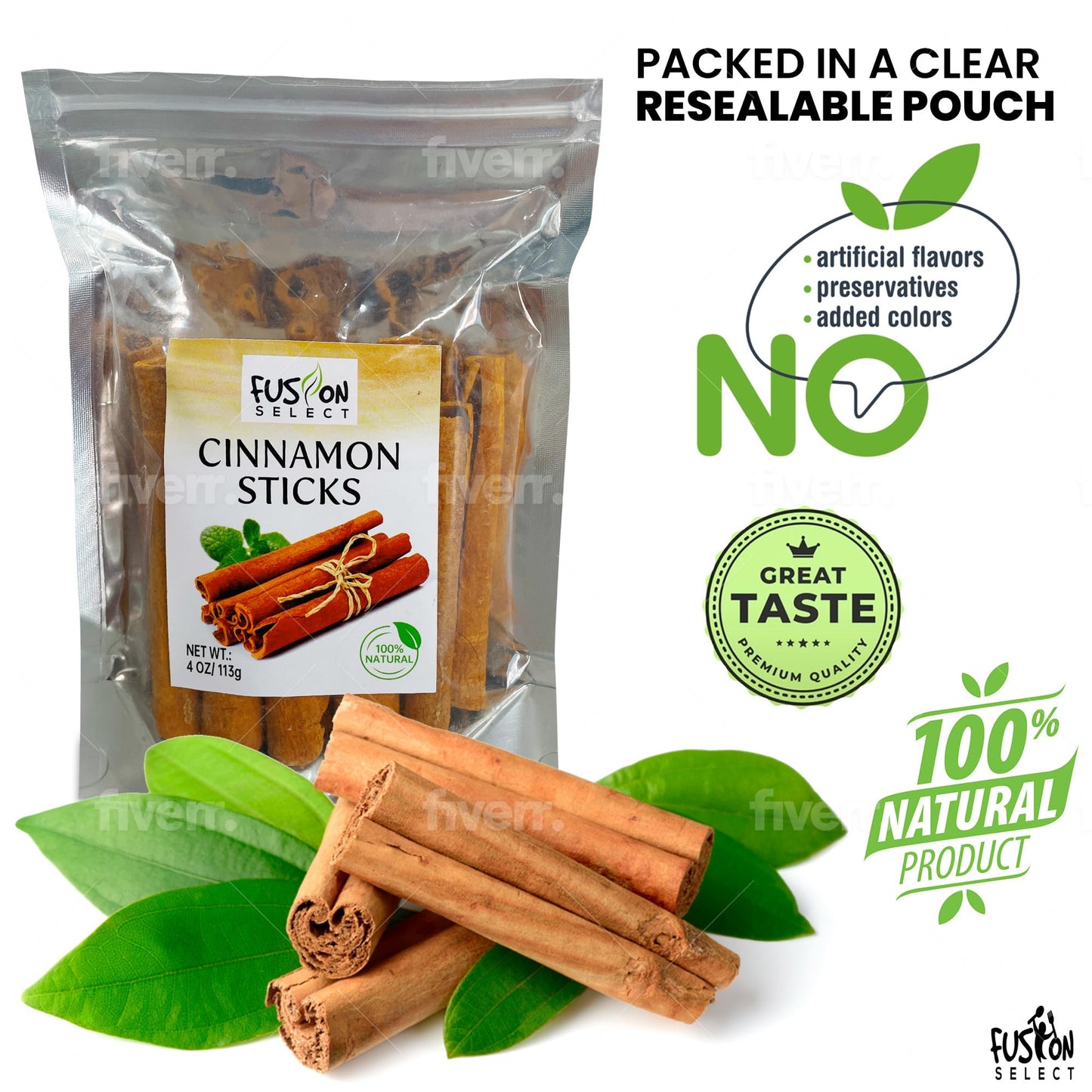 Fusion Select Cinnamon Sticks - Whole Canela Bark Pieces For Asian, Indian, & Middle Eastern Cuisine - Herbs & Spices For Baking