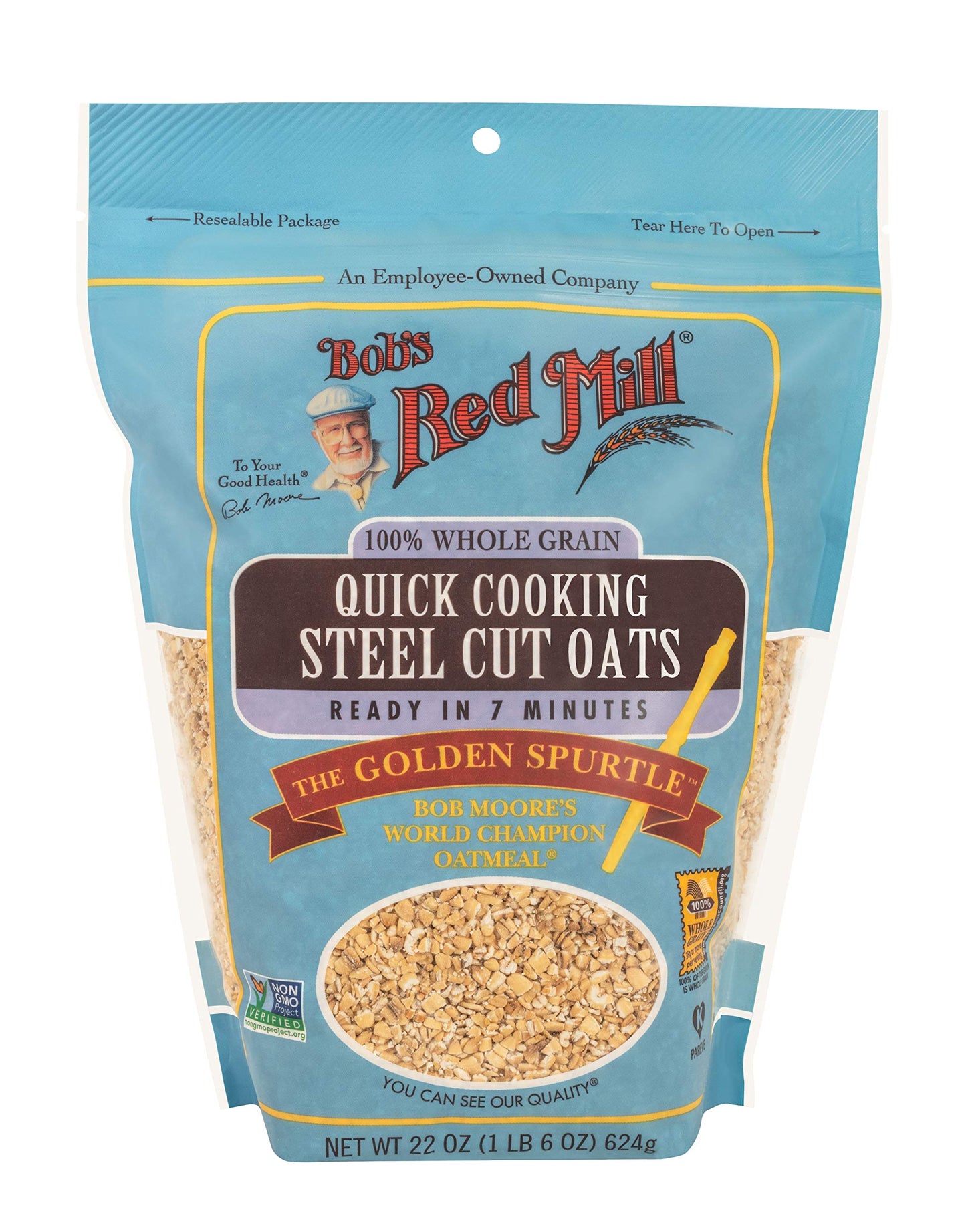 Bobs Red Mill Quick Cooking Steel Cut Oats, Non-GMO, Vegan, 22oz (Pack of 4), Kosher, Beige