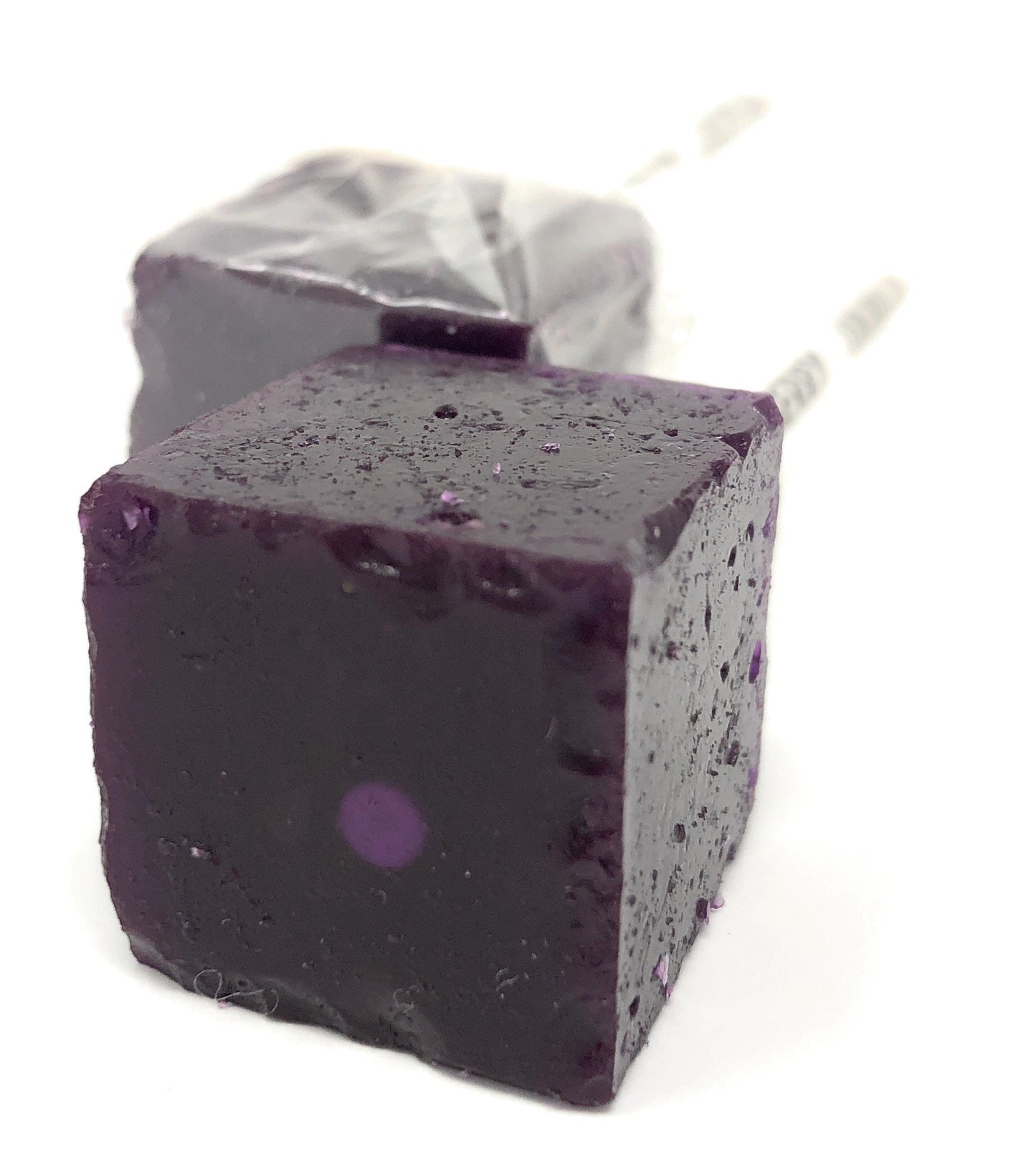 Espeez Hard Candy Cube Lollipop Suckers - Individually Wrapped Huckleberry, 48 Count, Old Fashioned Square Party Pops