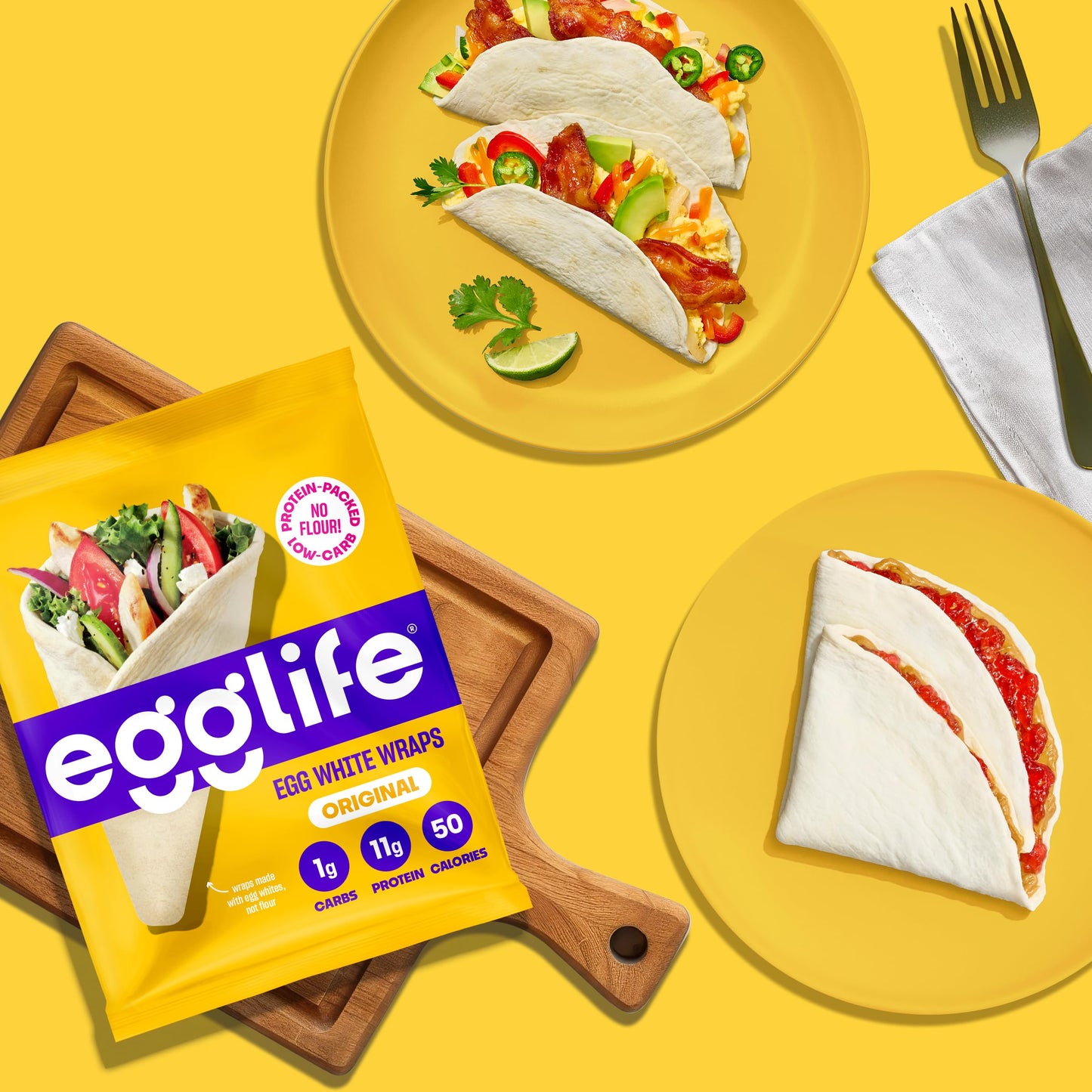 Egglife Original Egg White Wraps - (6 Count) - Refrigerated, Flourless, Gluten Free Wraps - Low Carb Tortilla Alternative