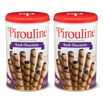 Pirouline Rolled Wafers – Dark Chocolate – Rolled Wafer Sticks, Crème Filled Wafers, Rolled Cookies For Coffee, Tea, Ice Cream, Snacks, Parties, Gifts, And More – 14.1Oz Tin 2Pk