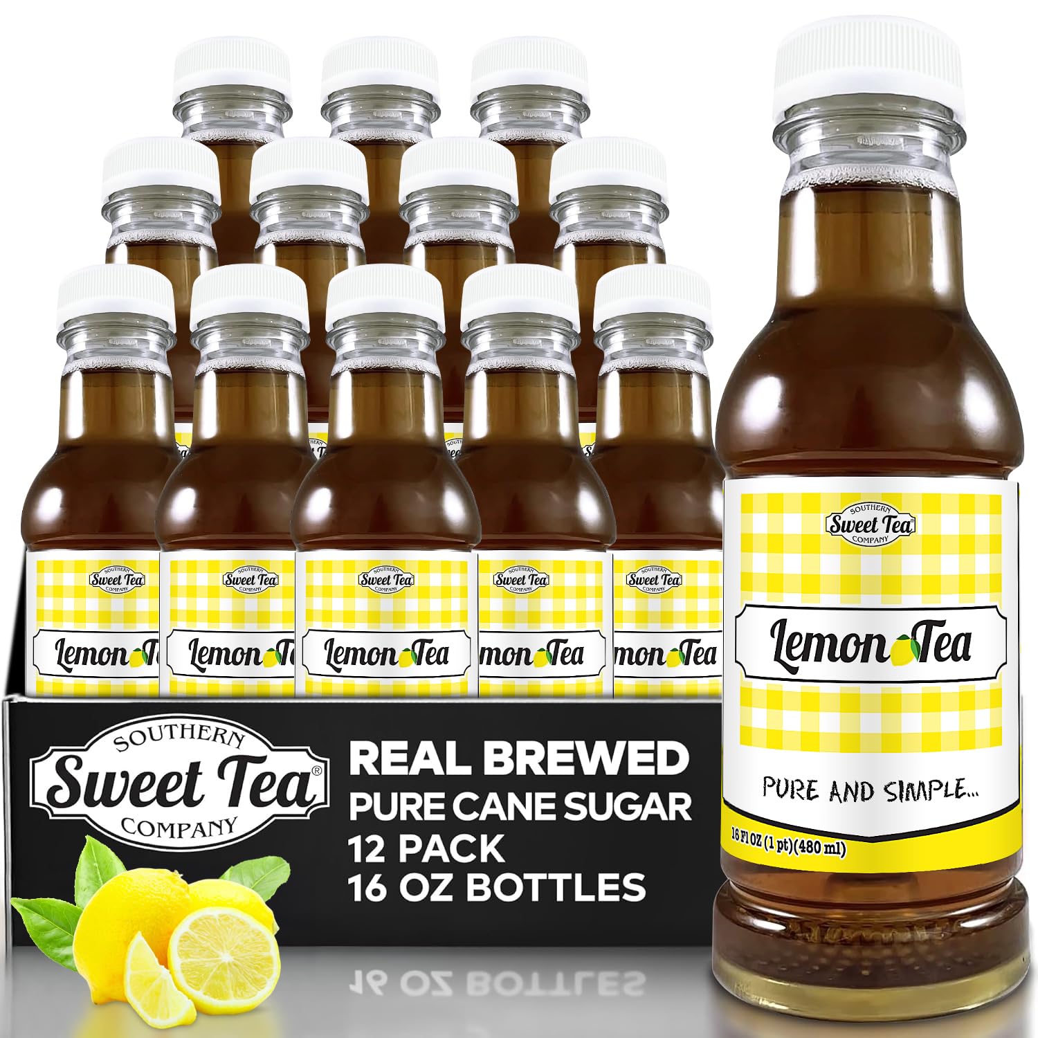Iced Tea Lemon, Real Brewed, Pure Cane Sugar, Caffeinated All Natural, No Artificial Flavors by Southern Sweet Tea Company 12PK