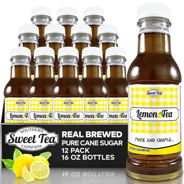 Iced Tea Lemon, Real Brewed, Pure Cane Sugar, Caffeinated All Natural, No Artificial Flavors by Southern Sweet Tea Company 12PK