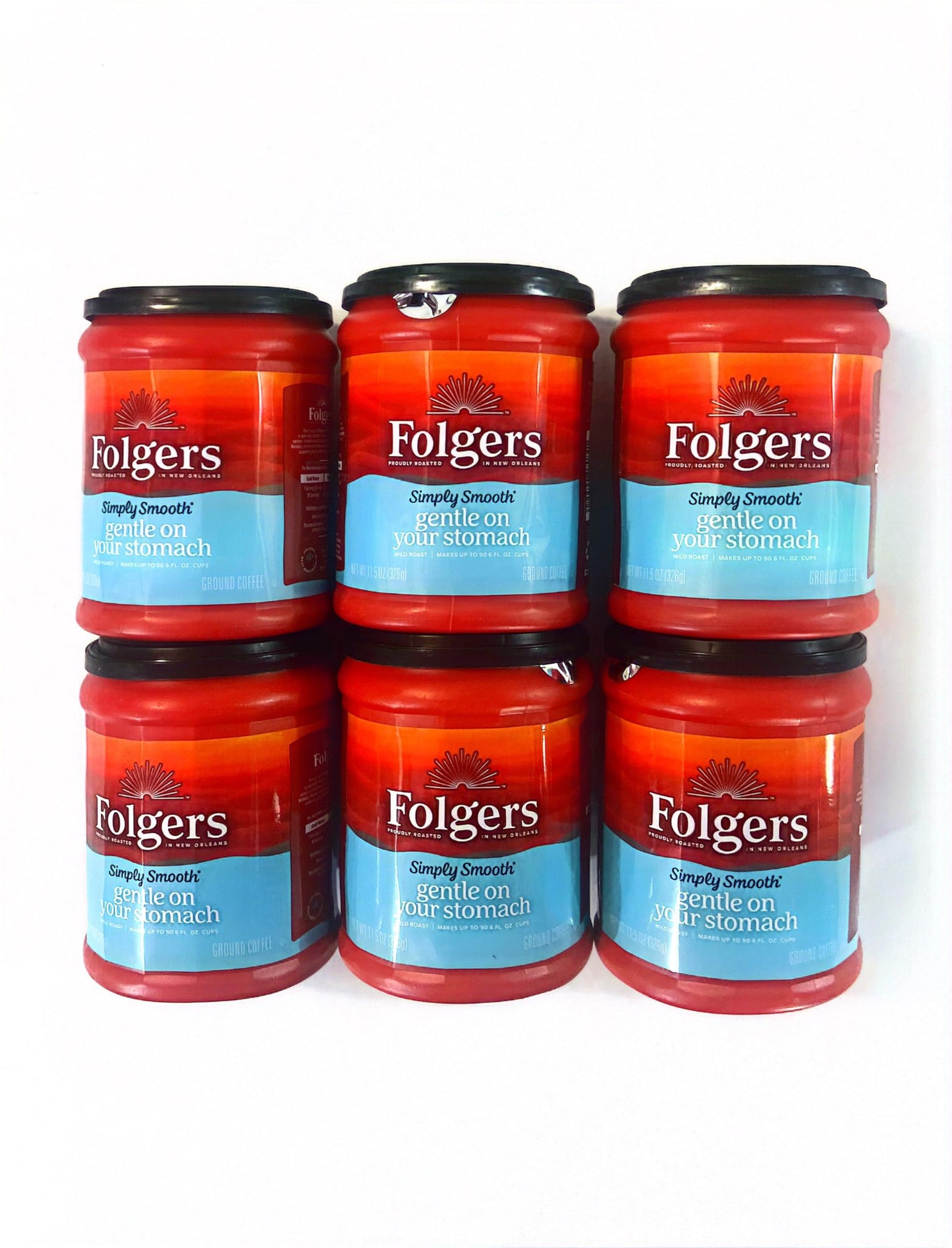 Folgers Simply Smooth Ground Coffee, 11.5 Ounce Tubs (Pack Of 6)