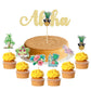 Gyufise 25Pcs Tropical Theme Cupcake Toppers With Aloha Cake Topper Palm Tree Turtle Leaves Flamingo Pineapple Cupcake Picks For