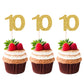 Unimall 24 Pieces Number 10 Cupcake Toppers, Gold Glitter 10Th Birthday Cupcake Picks Mini Cake Decorations For 10 Years Old Bir
