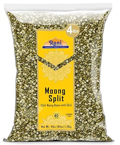 Rani Moong Split (Split Mung Beans With Skin) Lentils Indian 64Oz (4Lbs) 1.81Kg Bulk ~ All Natural | Gluten Friendly | Non-Gmo | Vegan | Indian Origin