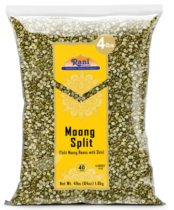 Rani Moong Split (Split Mung Beans With Skin) Lentils Indian 64Oz (4Lbs) 1.81Kg Bulk ~ All Natural | Gluten Friendly | Non-Gmo | Vegan | Indian Origin