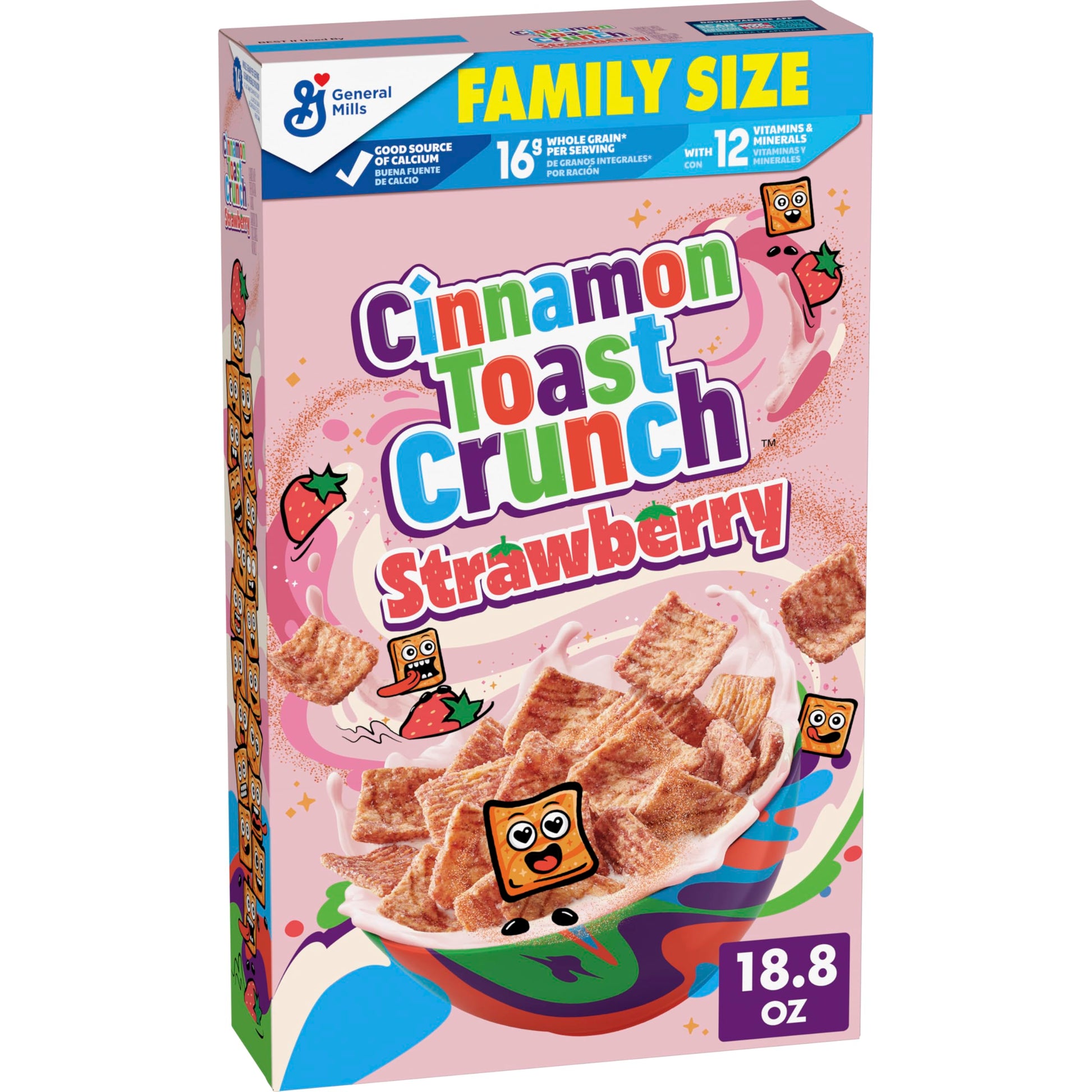 Cinnamon Toast Crunch Breakfast Cereal, Crispy Strawberry Cereal, Family Size, 18.8 oz