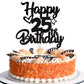 YCTHUNFISH 25th Birthday Cake Topper Glitter Heart Star Decoration Black Bamboo