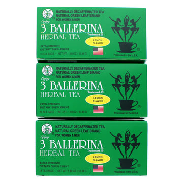 3 Ballerina Tea Dieters Drink Extra Strengh Lemon Flavor (3 Boxes, 18 Tea Bags , 1.88 Oz ）