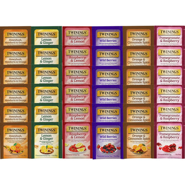 Twinings Berry And Fruit Herbal Tea Bag Variety Sampler Box, 6 Flavors, 36 Count, Individually Wrapped Bags, Caffeine Free, A Gift To Enjoy Hot Or Iced