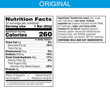 Rice Krispies Treats Mega Size Crispy Marshmallow Squares, Holiday Snacks, Original (12 Bars)