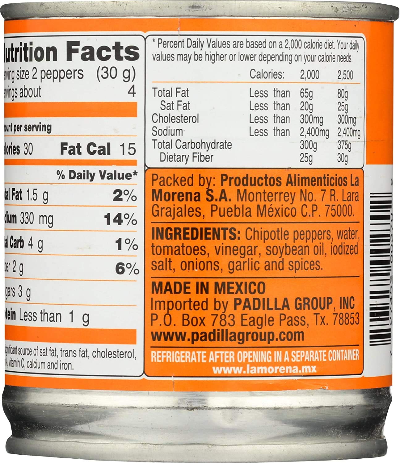 La Morena Chipotle Peppers In Adobo Sauce (6 Pack, Total Of 42Oz)