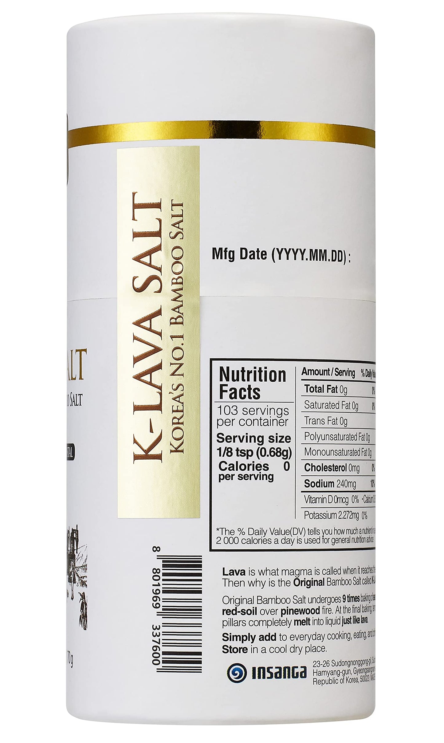 K-LAVA SALT Bamboo Salt - Original 9x, 2.47 Ounce Crystal Pack, Korea's No.1