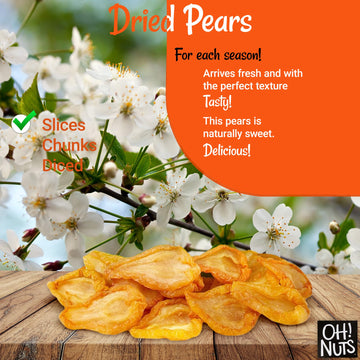 Dried Pears California | 2 lb - Dried Fruit Sliced | No Sugar Added | Dehydrated Fruit Bites | Packed in New York Zip-Seal Bag f