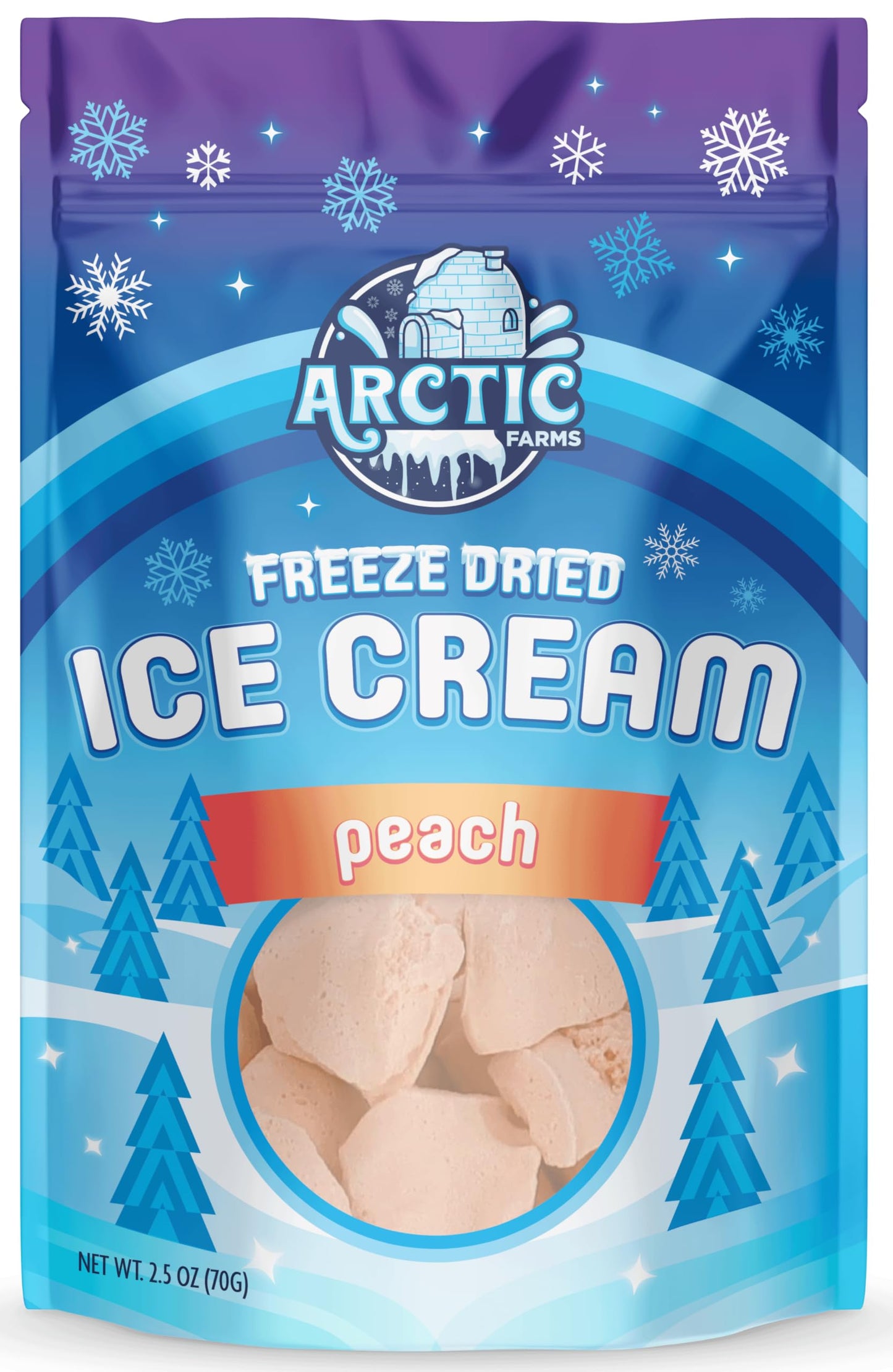 Arctic Farms Freeze Dried Ice Cream Bits Bagged and Boxed - Does Not Melt (Peach) (2.5oz)