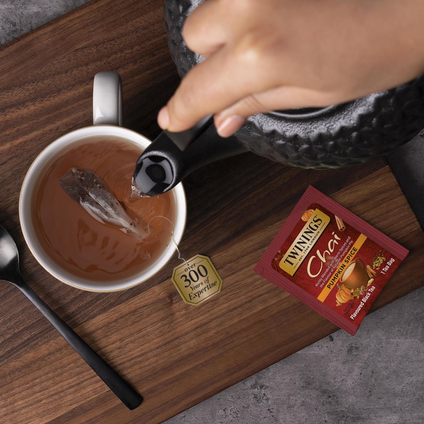 Twinings Pumpkin Spice Chai Black Tea Individually Wrapped Bags, 20 Count (Pack Of 6), Warm, Spicy & Aromatic, Caffeinated, Enjoy Hot Or Iced