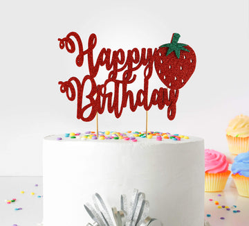 Seyal - Strawberry Happy Birthday Cake Topper