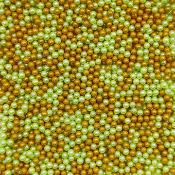 Edible Light Green & Gold Pearl Sugar Sprinkles Candy 4Mm Mini Pearls Cake Decorations Cupcake Toppers Cookie Decorating Perfect