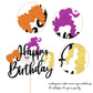 YCTHUNFISH Happy Birthday Cake Topper - Glitter Witch Hair, Halloween Theme, Bamboo, Colorful, Perfect for Kids Birthday and Baby Shower