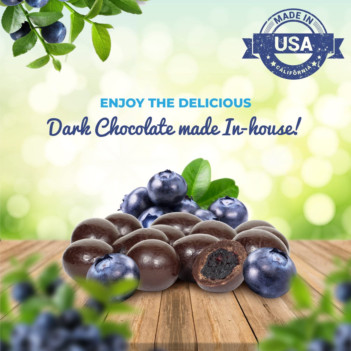 Gourmet Dark Chocolate Blueberries By Its Delish, 1 Lb Bag | Dark Chocolate Covered Fruit With Real Dried Blueberries | Kosher A