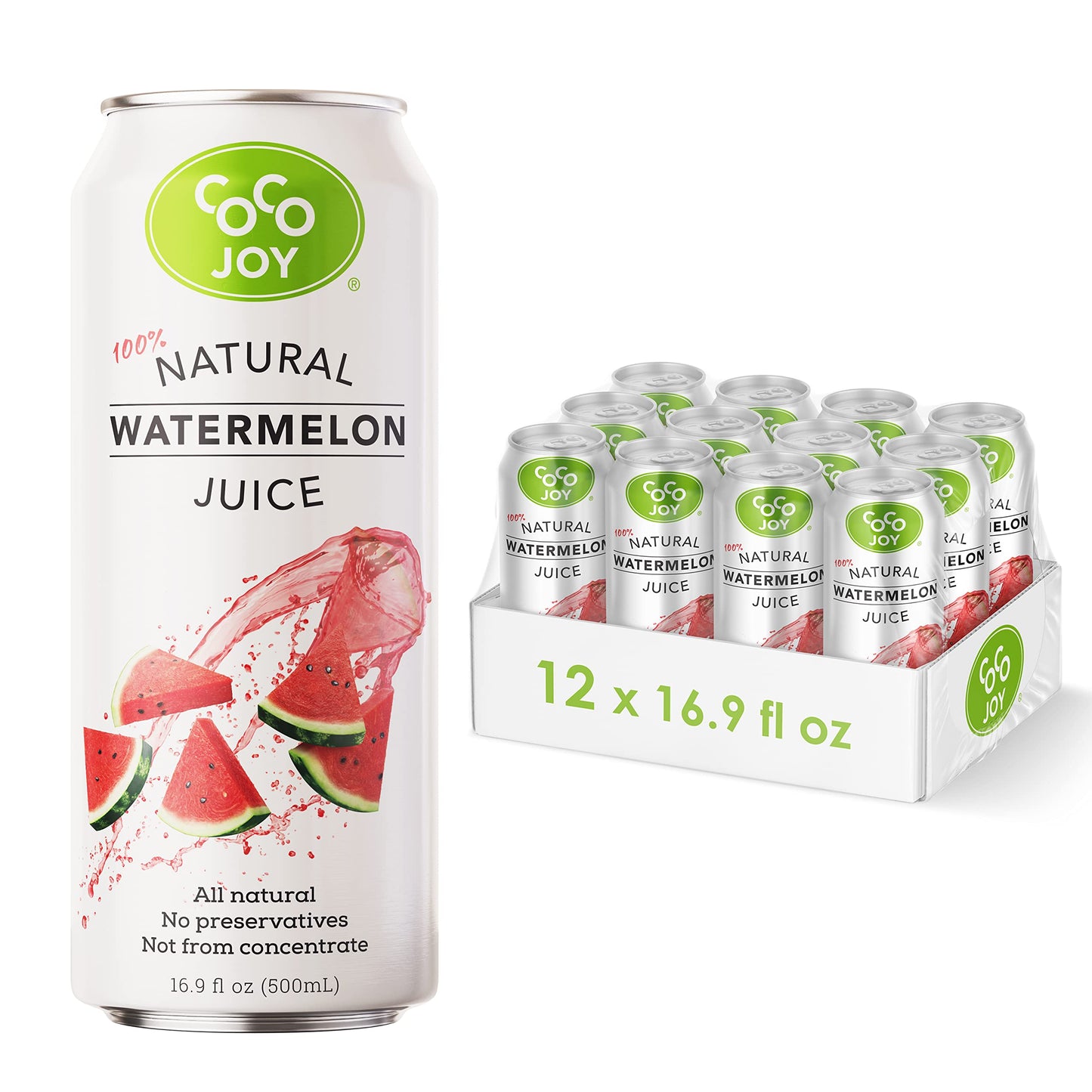 CoCo Joy 100% Natural Watermelon Juice, (12-Pack) Low-Calorie Watermelon Drink