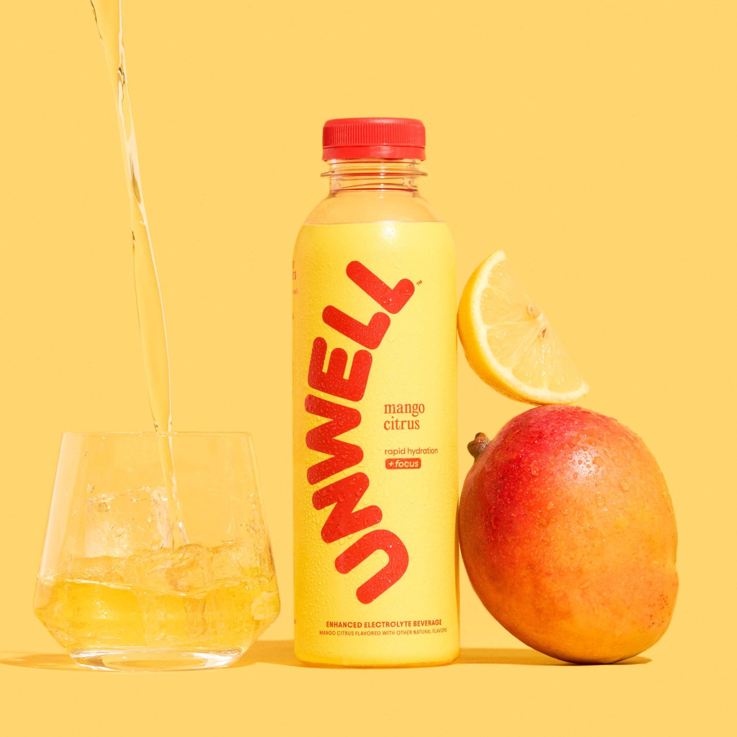 Unwell Hydration Electrolyte Drink For Rapid Hydration + Focus - Mango Citrus, 12 Pack