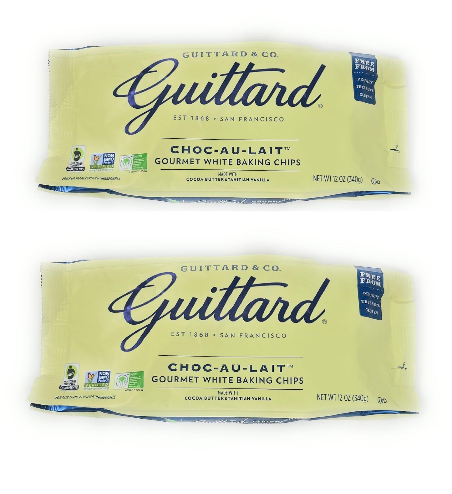 Guittard Baking Chips Morsels - 2 bags (Choco Au Lait White Vanilla Milk 12oz)