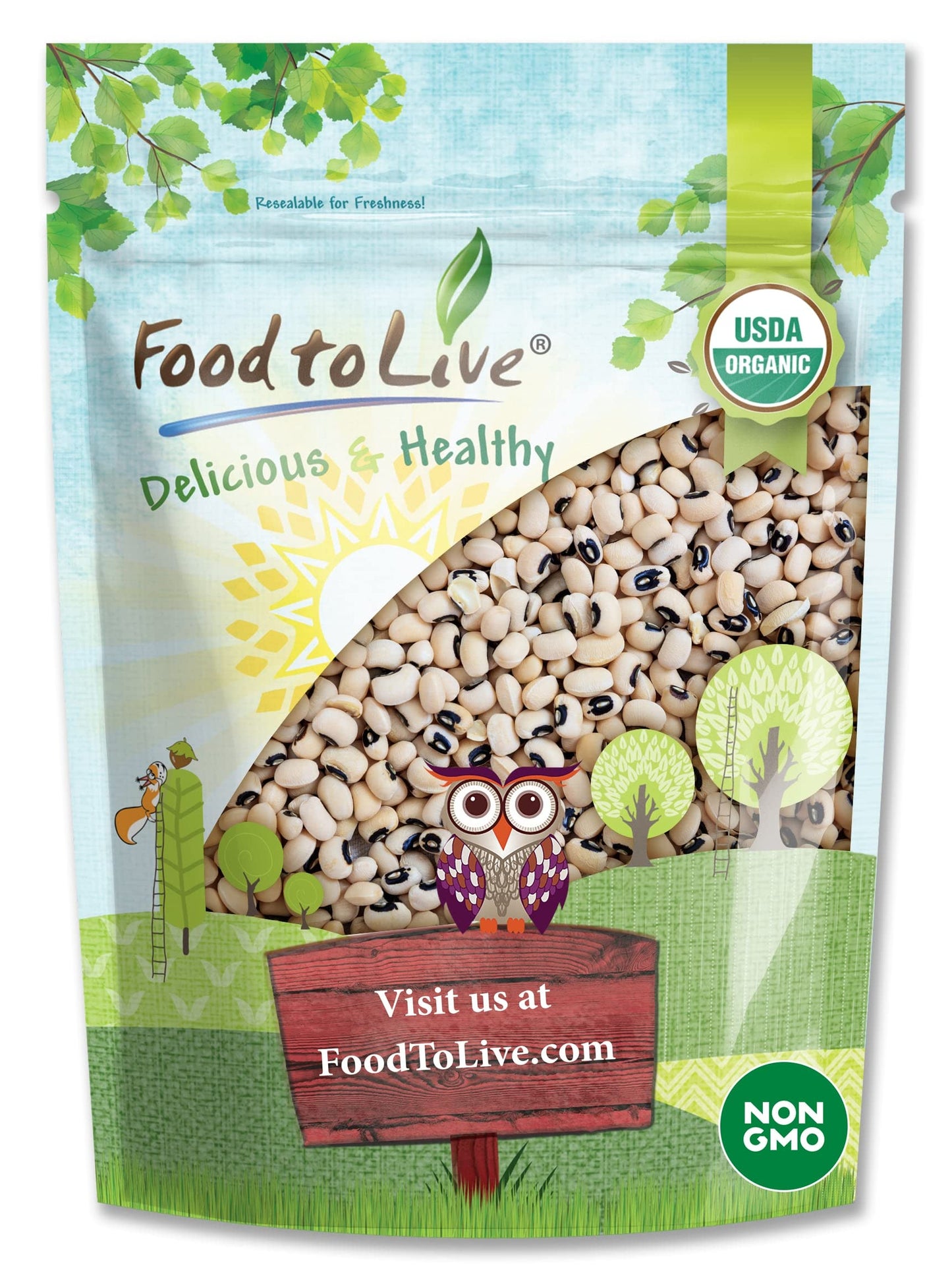 Food To Live Organic Black-Eyed Peas, 3 Pounds – Raw Dried Cow Peas, Non-Gmo, Kosher, Bulk Beans, Product Of The Usa