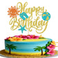 Rsstarxi Summer Beach Cake Topper - Slippers, Sun, Umbrella, Starfish, Gold, Hawaiian Theme, Birthday Party Decorations
