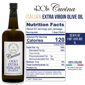 Roi Extra Virgin Olive Oil from Italy - Cucina Ligurian Olive Oil from Italy, First Cold Pressed, Pure, Polyphenol Rich EVOO, 34
