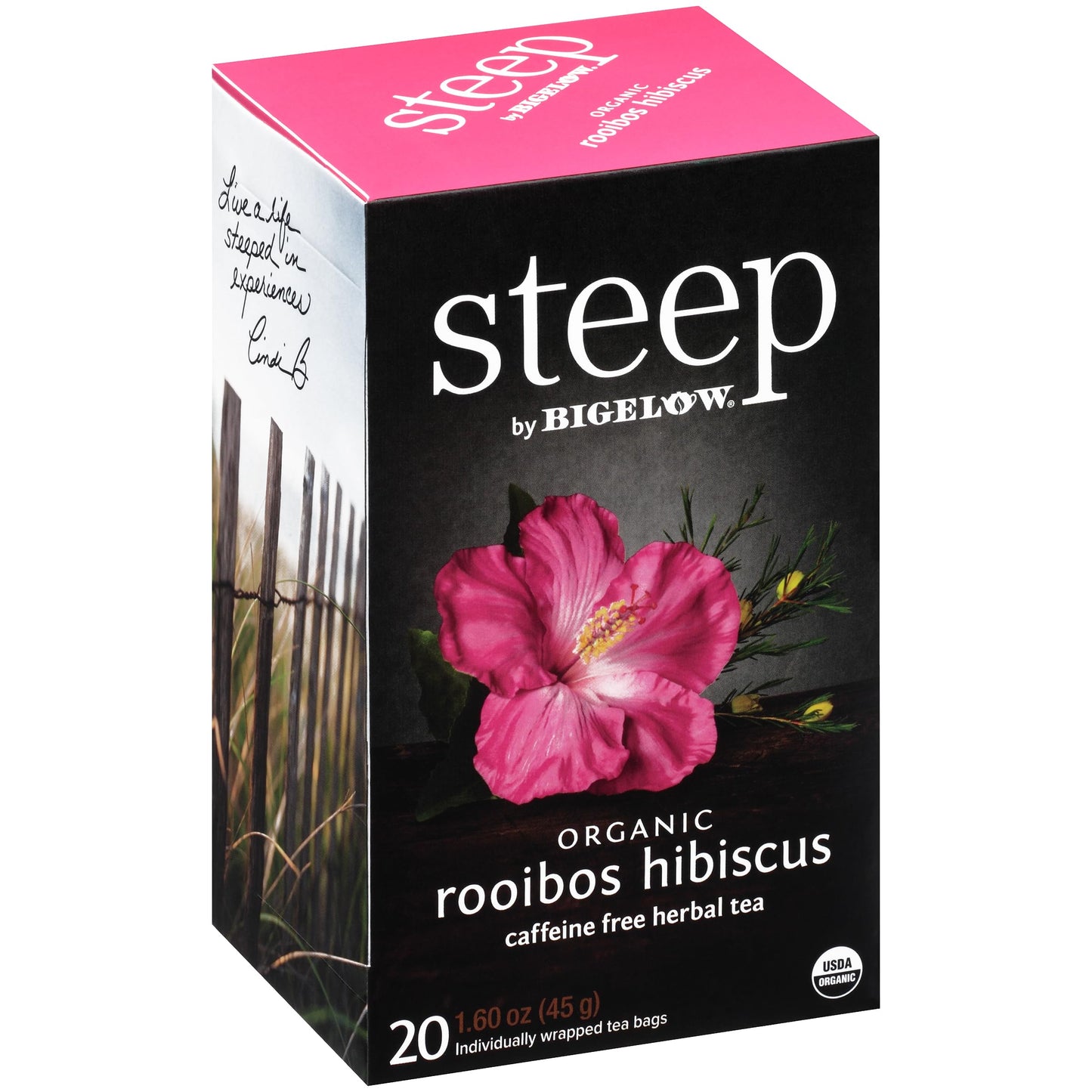 Bigelow Tea Organic Rooibos Hibiscus Herbal Tea, Caffeine Free, 20 Count (Pack of 6), 120 Total Tea Bags