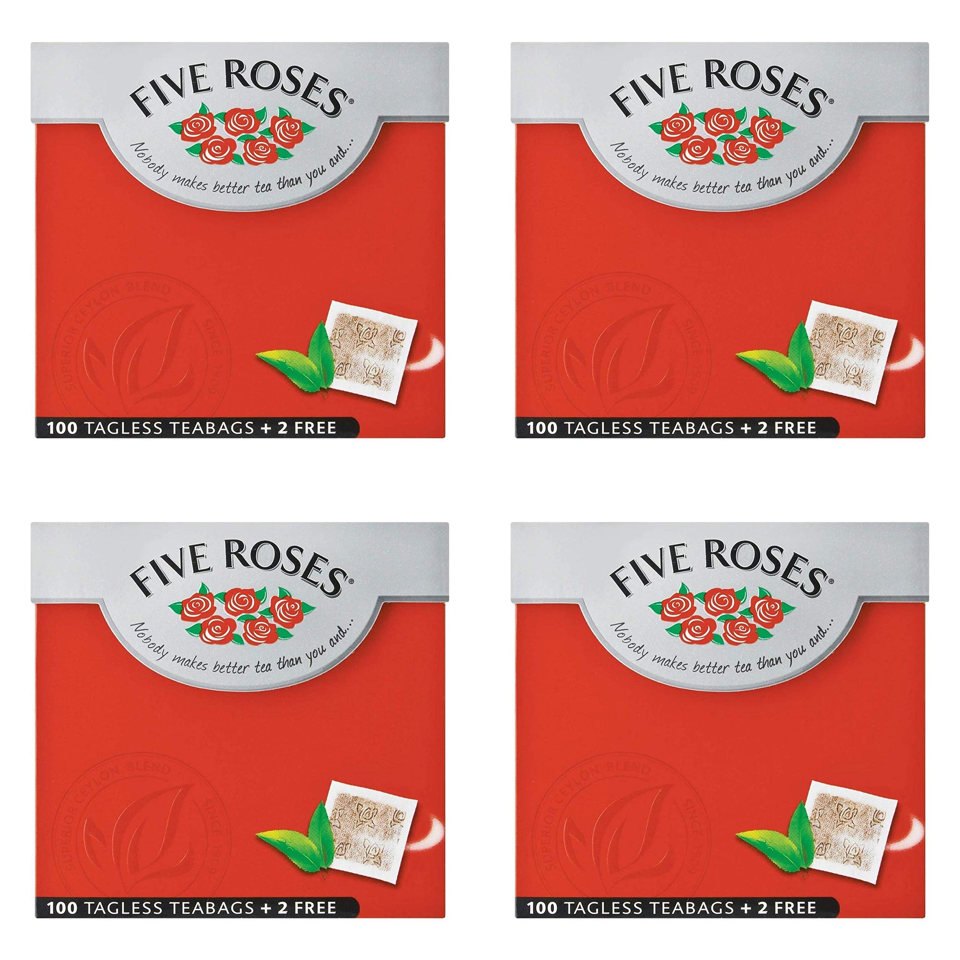 Five Roses Tea, Tagless Teabags, Pack of 4, Red