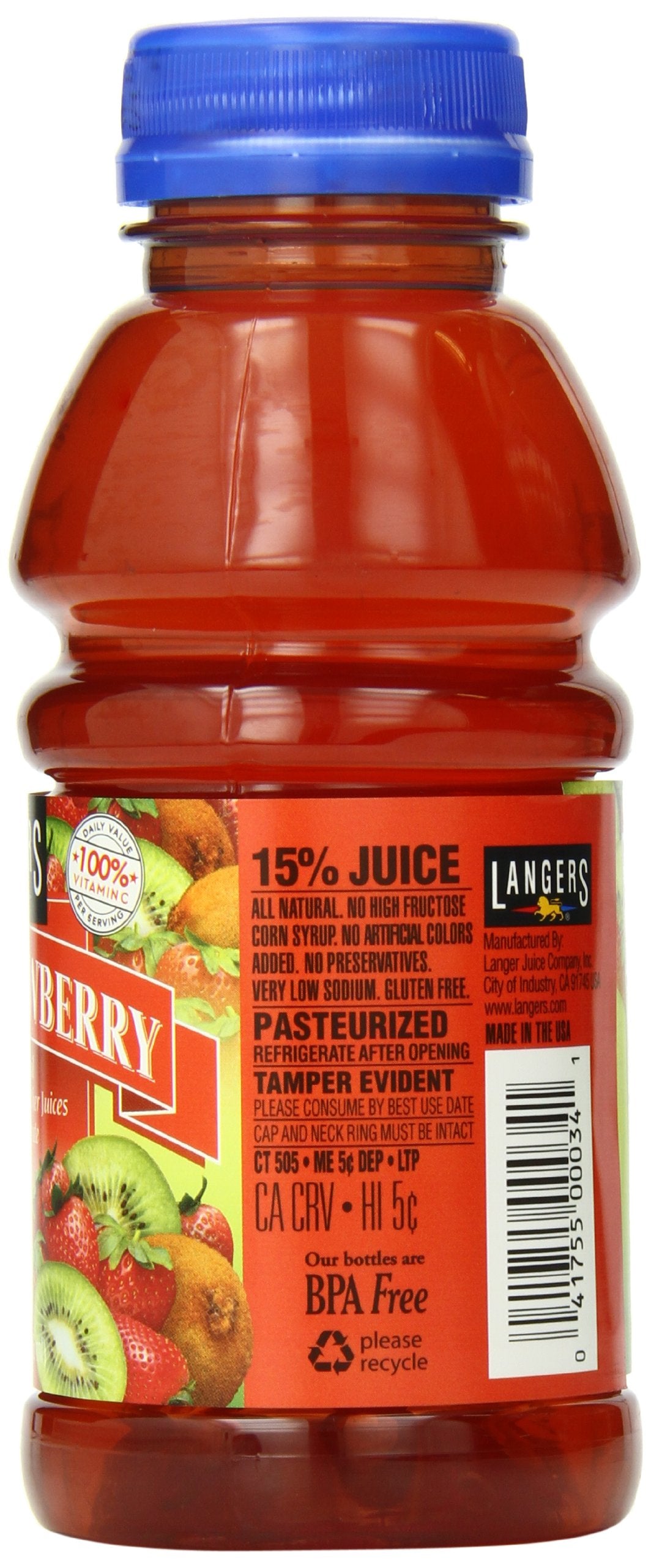 Langers Kiwi Strawberry Juice Cocktail, 10 Fl Oz, Pack of 12