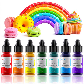 Oil Based Food Coloring for Chocolate Rainbow Oil Edible Food Dye Set for Baking Royal Icing Cookie Supplies Gluten Free 7x6ml F