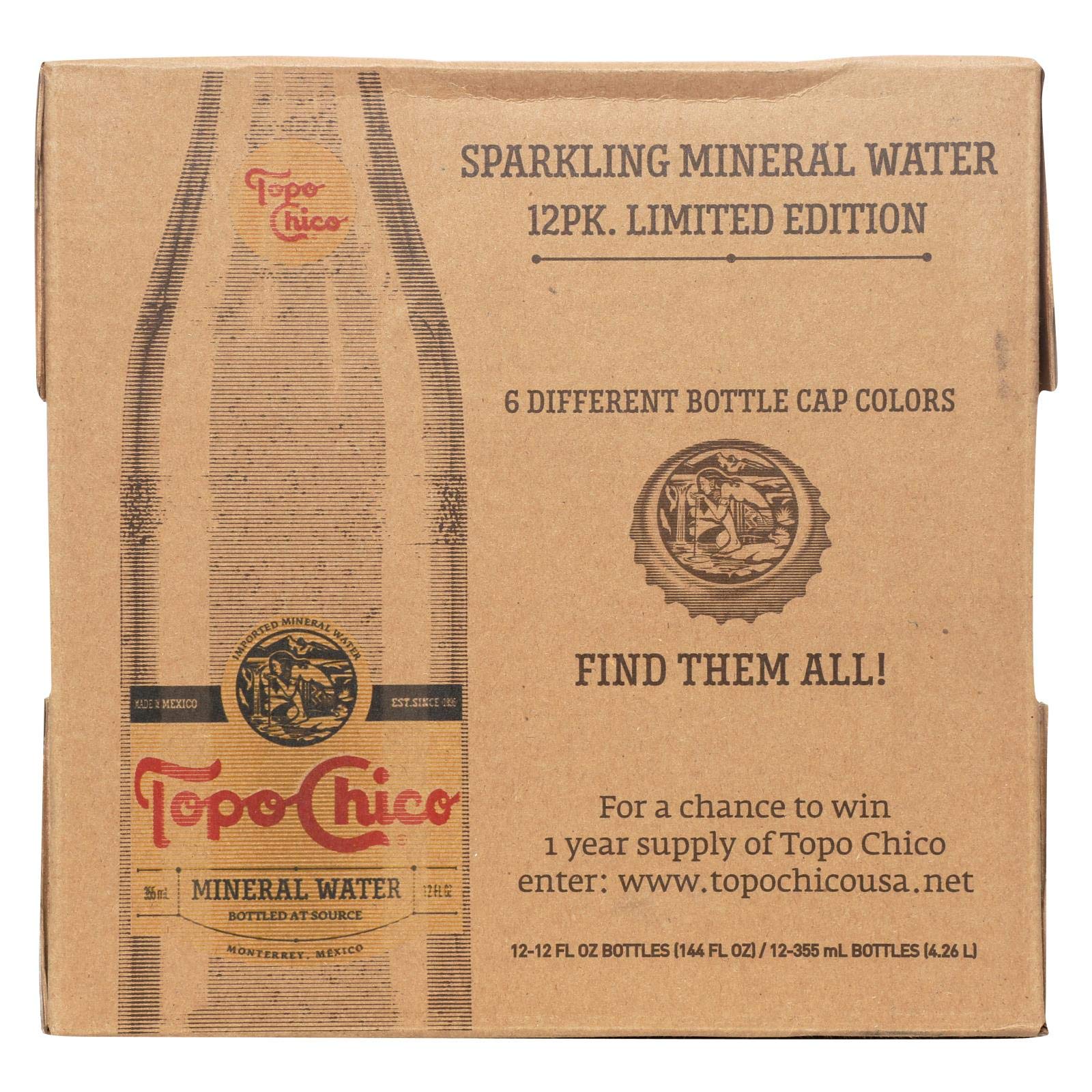 Topo Chico Mineral Water, Glass Bottles, 12 Fl Oz, Pack of 12, Model 021136050462