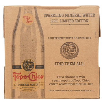 Topo Chico Mineral Water, Glass Bottles, 12 Fl Oz, Pack of 12, Model 021136050462